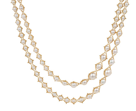 Graduated Pearl Textile Necklace