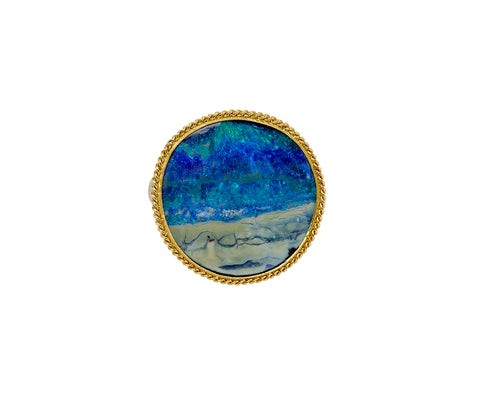 Round Boulder Opal Ring
