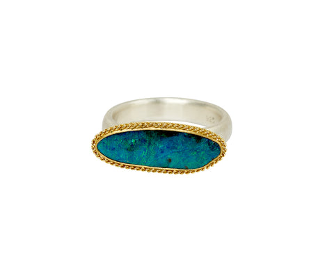 Thin Oval Boulder Opal Ring