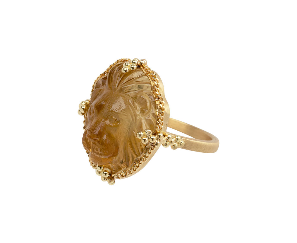 Amali Carved Citrine Lion Ring Side