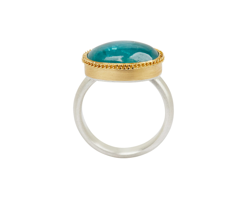 Amali Oval Paraiba Kyanite Ring - top down