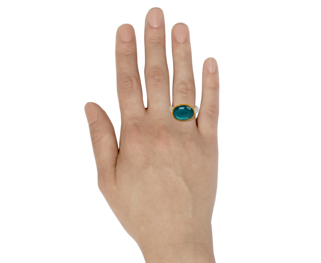Amali Oval Paraiba Kyanite Ring - profile