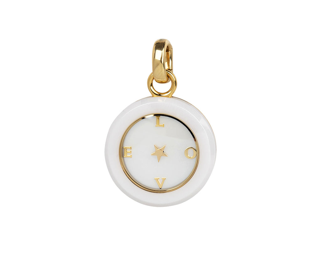 White Ceramic Carpe Diem Golden LOVE Star Second Hand Pendant ONLY