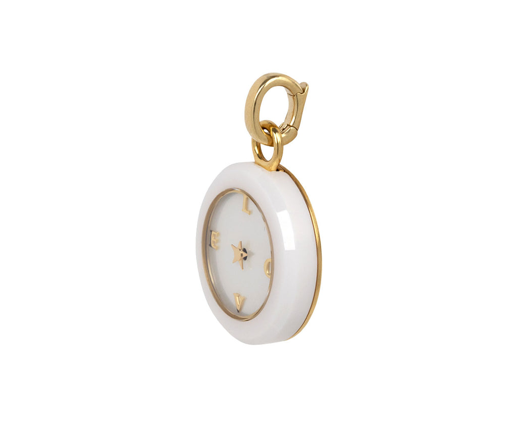 White Ceramic Carpe Diem Golden LOVE Star Second Hand Pendant ONLY