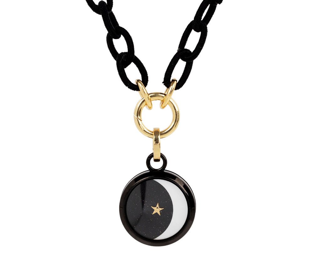 Anna Maccieri Rossi Carpe Diem Aventurine and Mother-of-Pearl Crescent Moon Charm ONLY On Chain