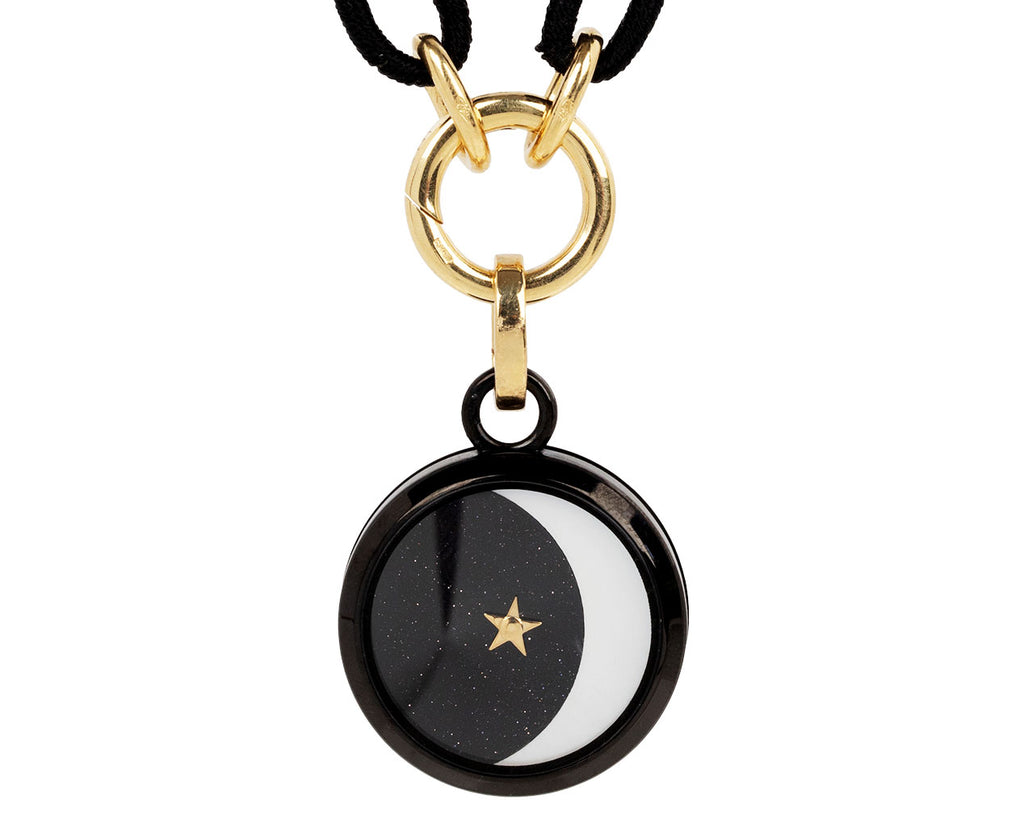 Anna Maccieri Rossi Carpe Diem Aventurine and Mother-of-Pearl Crescent Moon Charm ONLY Close Up