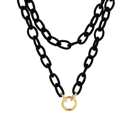 Anna Maccieri Rossi Black Silk Link Chain Necklace Twice