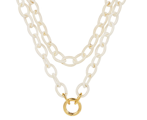 Anna Maccieri Rossi White Silk Link Chain Necklace Twice