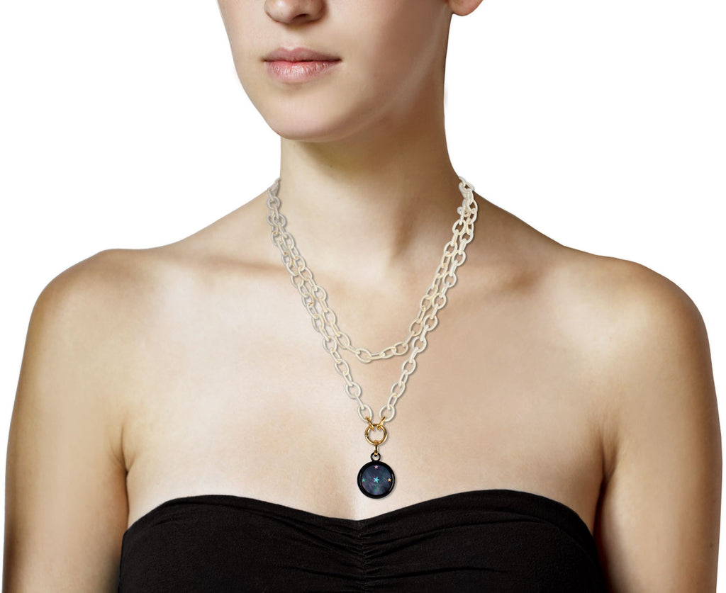 White Silk Link Chain Necklace