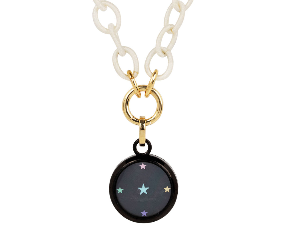 Anna Maccieri Rossi White Silk Link Chain Necklace With Pendant