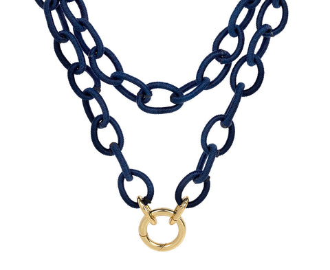 Navy Silk Link Chain Necklace