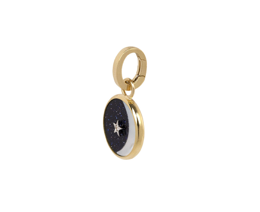 Anna Maccieri Rossi Mini Aventurine Mother-of-Pearl Crescent Ora Midnight Mosaic Charm Pendant ONLY Side View