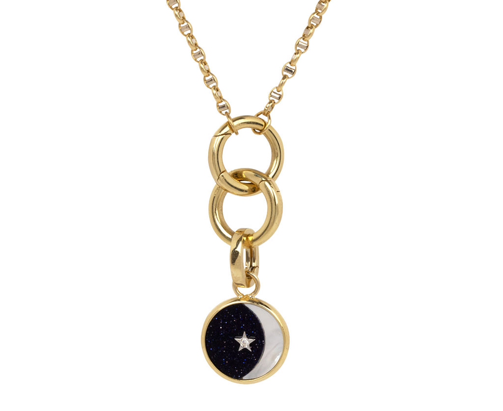 Mini Aventurine Mother-of-Pearl Crescent Ora Midnight Mosaic Charm Pendant ONLY