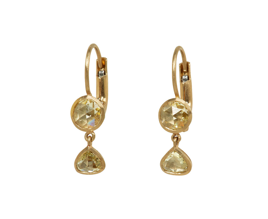 Double Gwyneth Pale Yellow Diamond Earrings - TWISTonline 