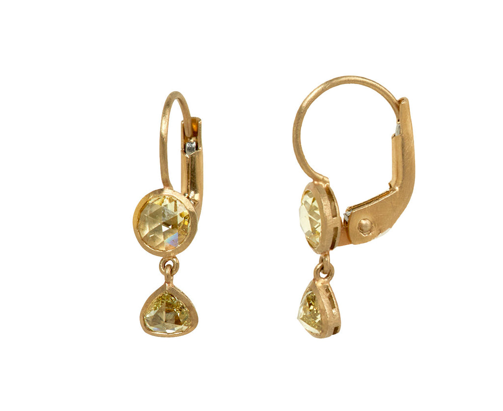 Double Gwyneth Pale Yellow Diamond Earrings - TWISTonline 
