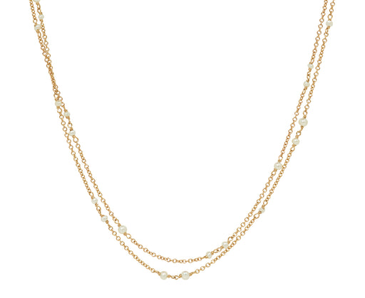 Long Freshwater Pearl Double Chain Necklace