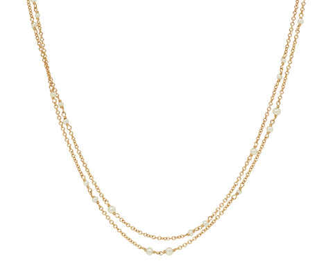 Long Freshwater Pearl Double Chain Necklace
