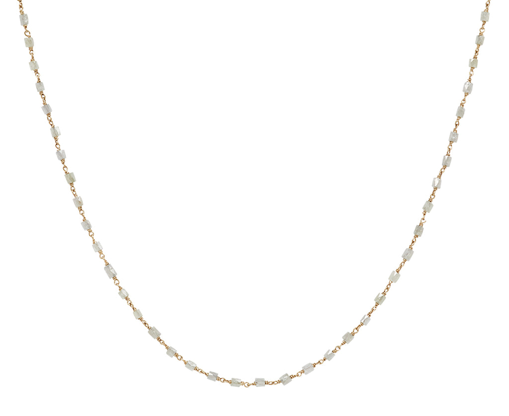 Gray Tube Diamond Rosary Gancino Necklace