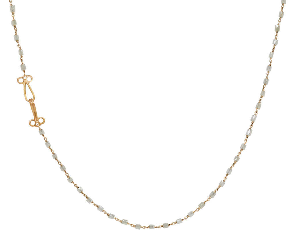 Gray Tube Diamond Rosary Gancino Necklace
