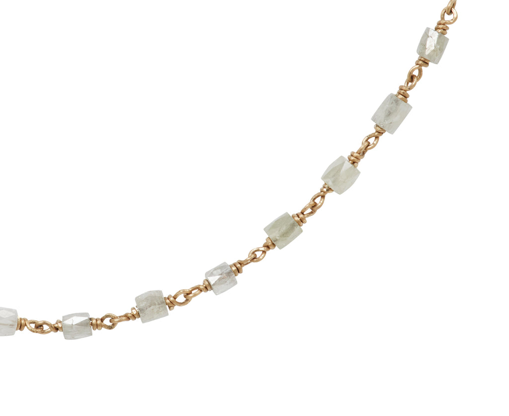 Gray Tube Diamond Rosary Gancino Necklace
