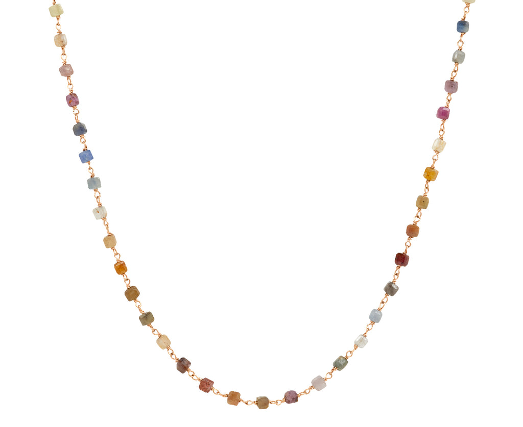 Multicolor Sapphire Cube Rosary Gancino Necklace
