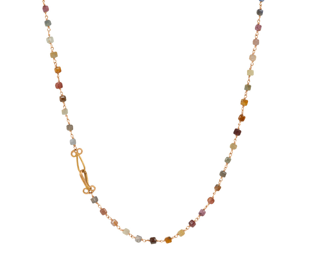 Multicolor Sapphire Cube Rosary Gancino Necklace