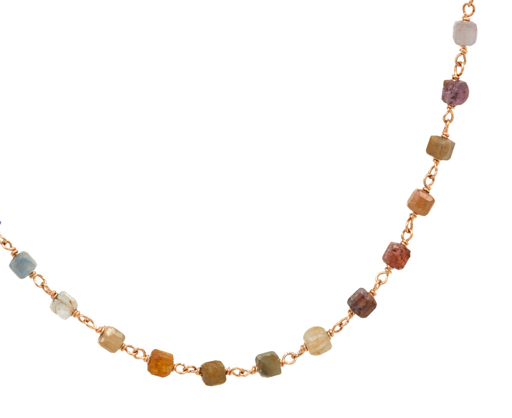 Multicolor Sapphire Cube Rosary Gancino Necklace