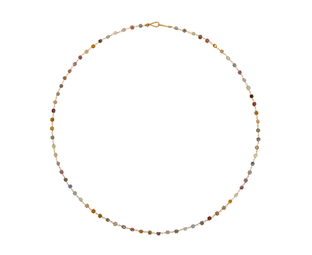 Multicolor Sapphire Cube Rosary Gancino Necklace