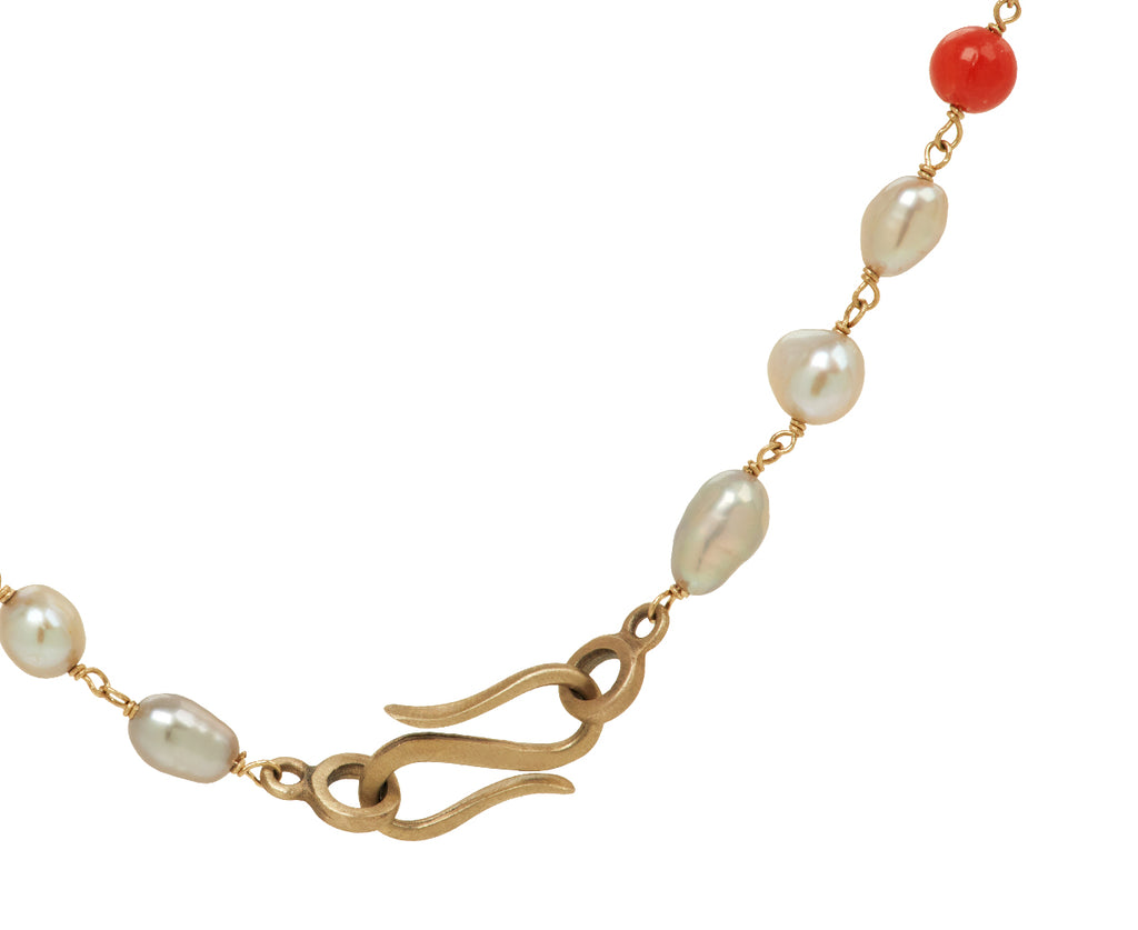 Coral and Pearl Rosary Paulette Necklace