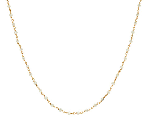 White Diamond Rosary S Micro Necklace