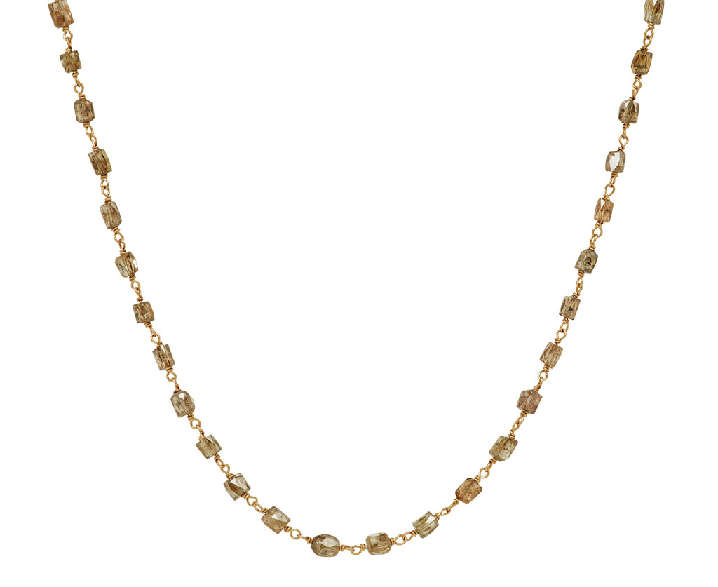 Champagne Diamond Tube Rosary Micro Necklace