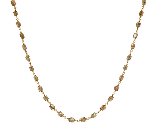 Champagne Diamond Tube Rosary Micro Necklace