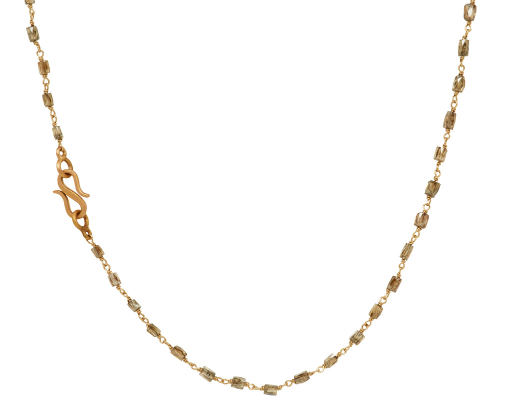 Champagne Diamond Tube Rosary Micro Necklace