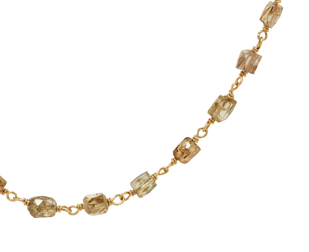 Champagne Diamond Tube Rosary Micro Necklace