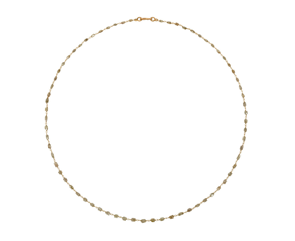 Champagne Diamond Tube Rosary Micro Necklace