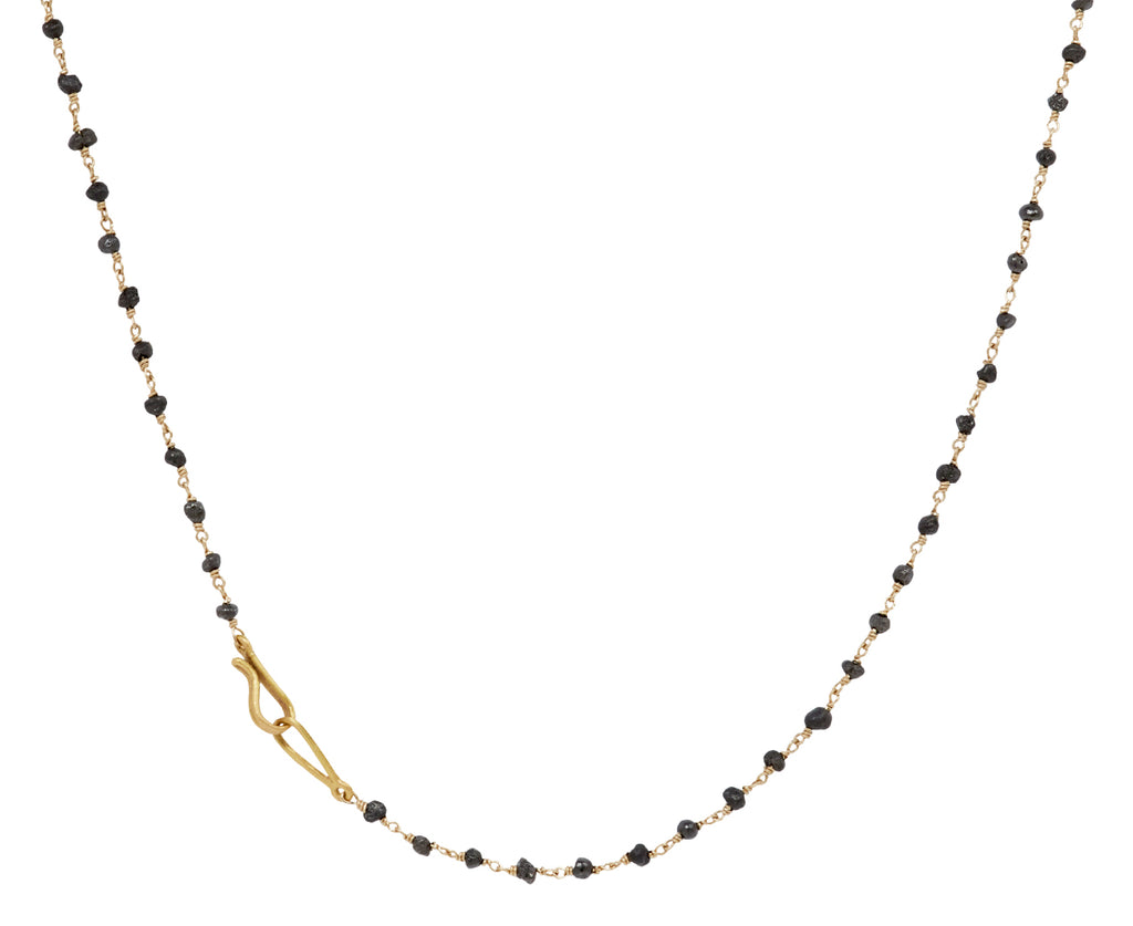 Raw Black Diamond Rosary Flea Necklace