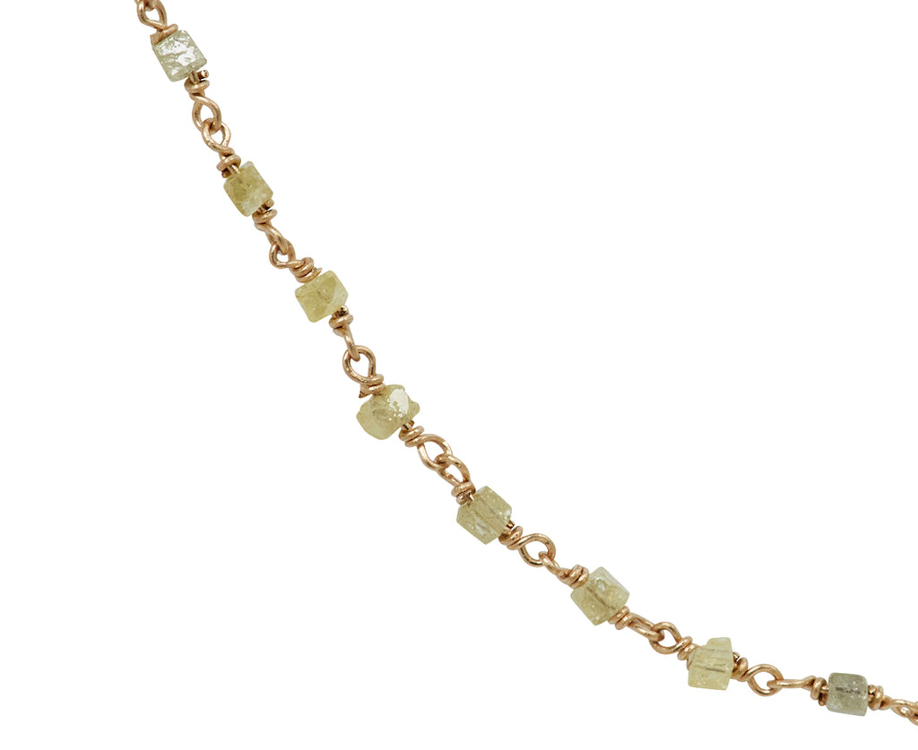 Yellow Cube Diamond Rosary Flea Necklace