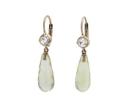 Diamond and Lemon Quartz Aleph Drop Earrings