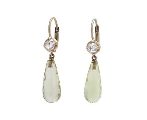 Diamond and Lemon Quartz Aleph Drop Earrings