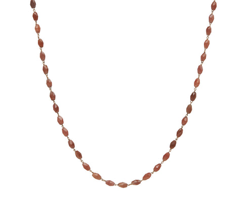 Peach Moonstone Rosary Gancino Necklace