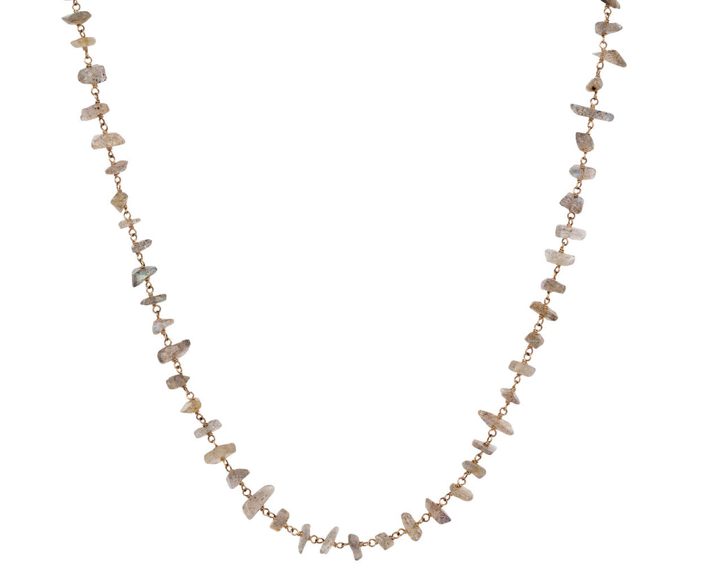 Gray Labradorite Chip Micro Rosary Necklace
