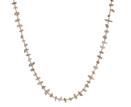 Gray Labradorite Chip Micro Rosary Necklace