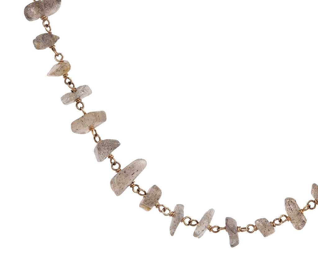Anaconda Gray Labradorite Chip Micro Rosary Necklace Close Up