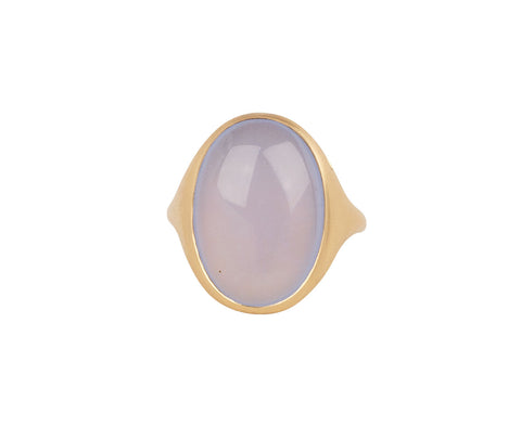 Anaconda Blue Chalcedony Oval Ring