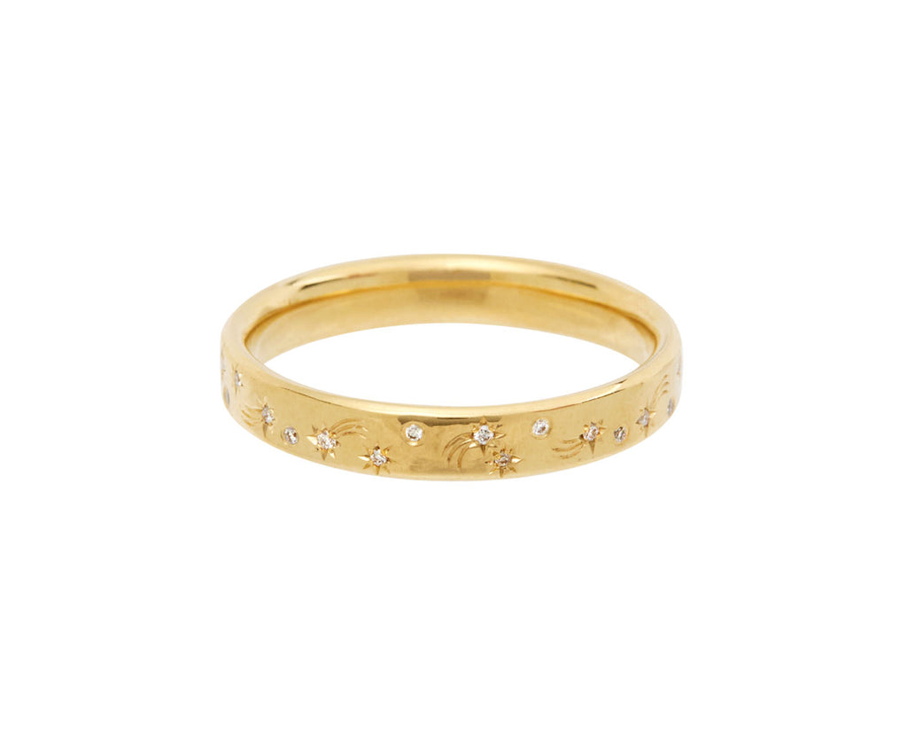 Engraved Shooting Star Diamond Band