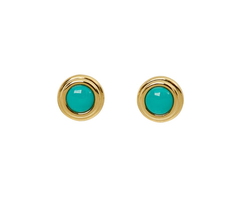 Vintage Turquoise Ripple Stud Earrings