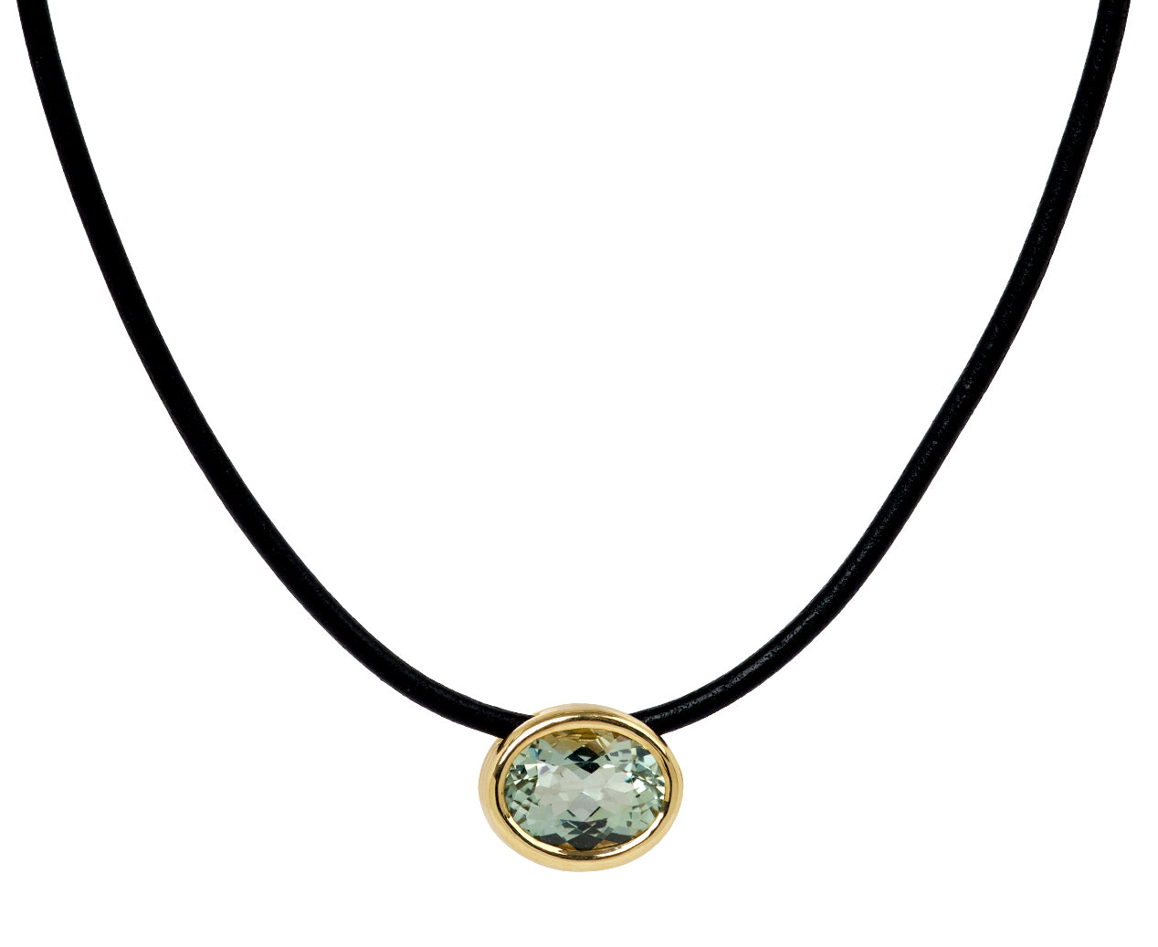 Beck Jewels Green Amethyst Scuba Leather Necklace