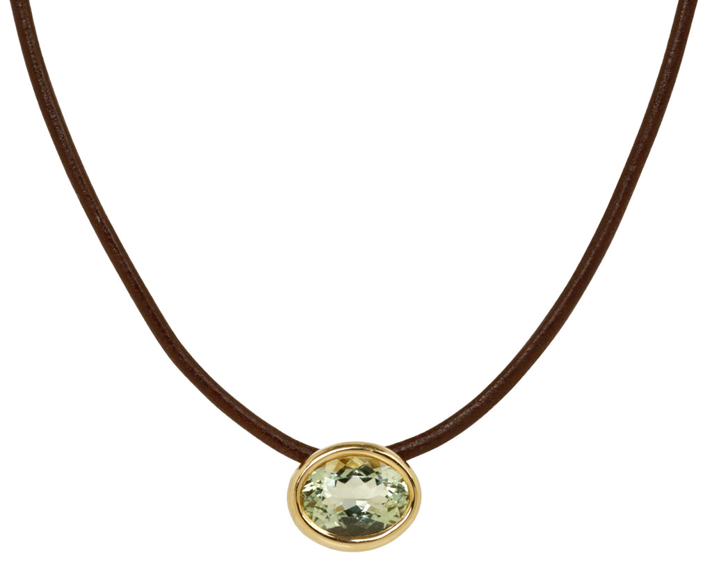 Green Amethyst Scuba Leather Necklace