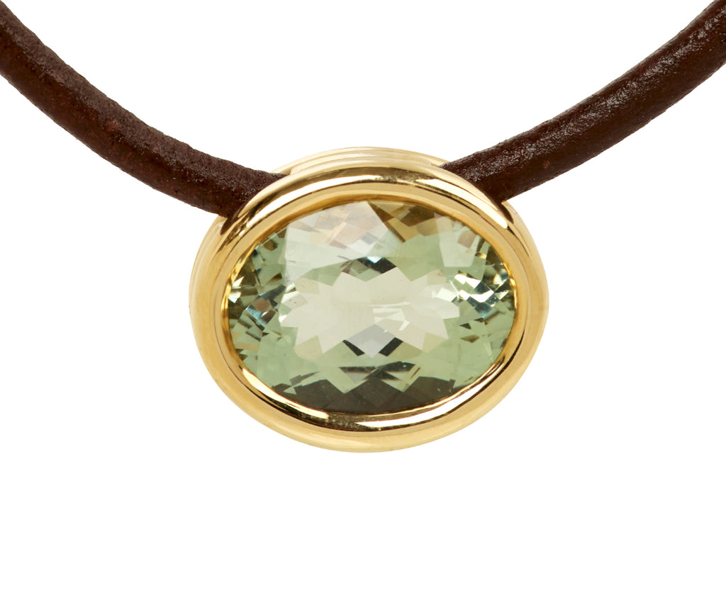 Green Amethyst Scuba Leather Necklace