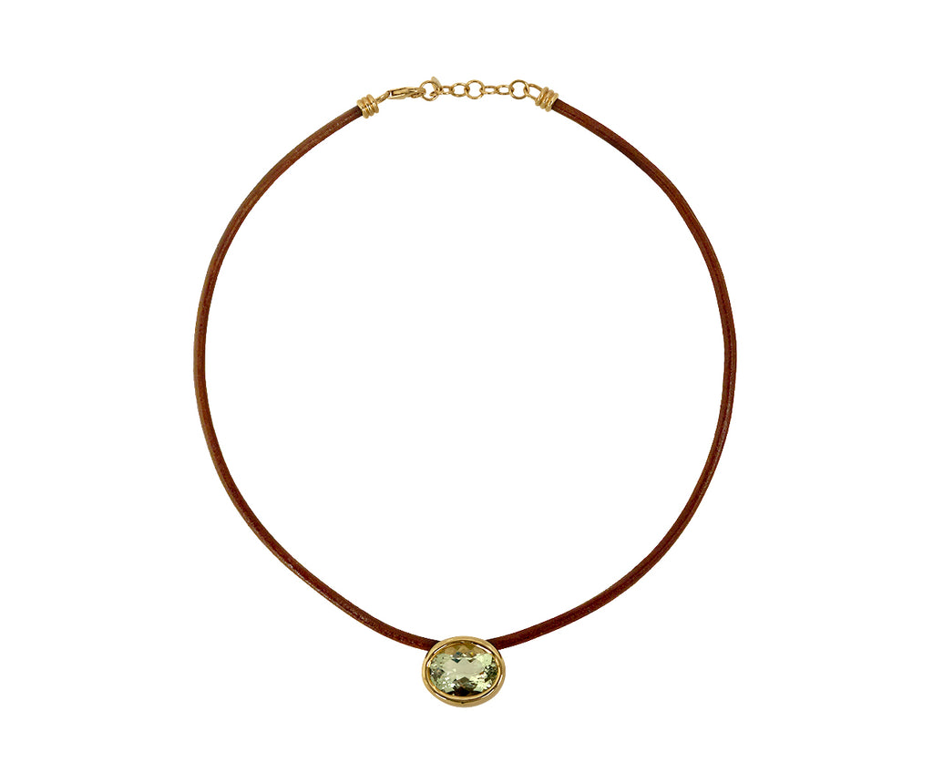 Green Amethyst Scuba Leather Necklace